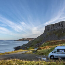 Isle of Skye, Scotland - September 15, 2020: wild camping with modern European van conversion