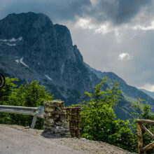 Traveling in the high mountains with campers and bicycles
